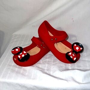 Disney iFans Minnie Mouse girls toddler size 11 red Mary Jane Jelly Flats shoes
